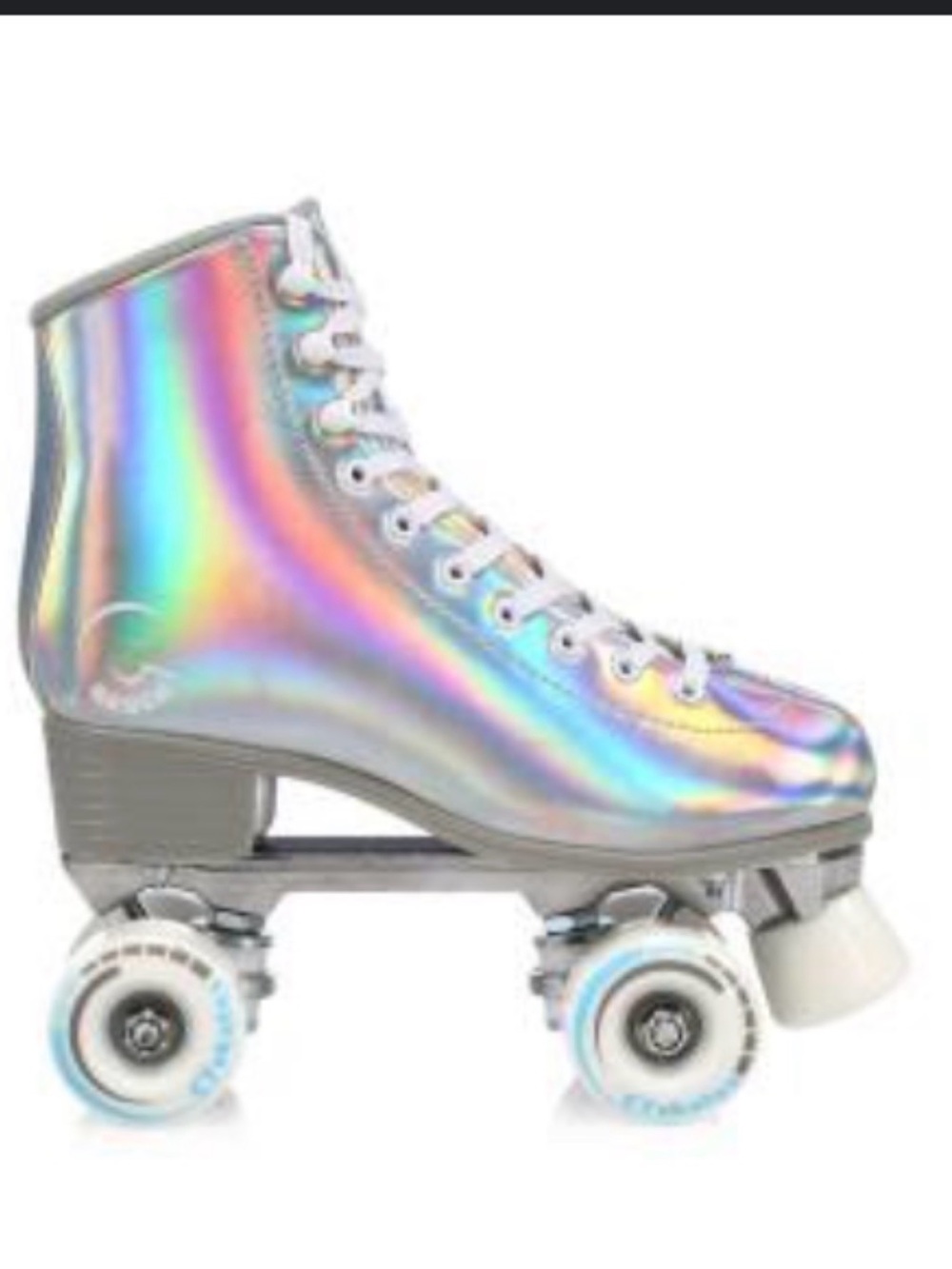 Holographic High-Top Roller Skate - Iridescent White